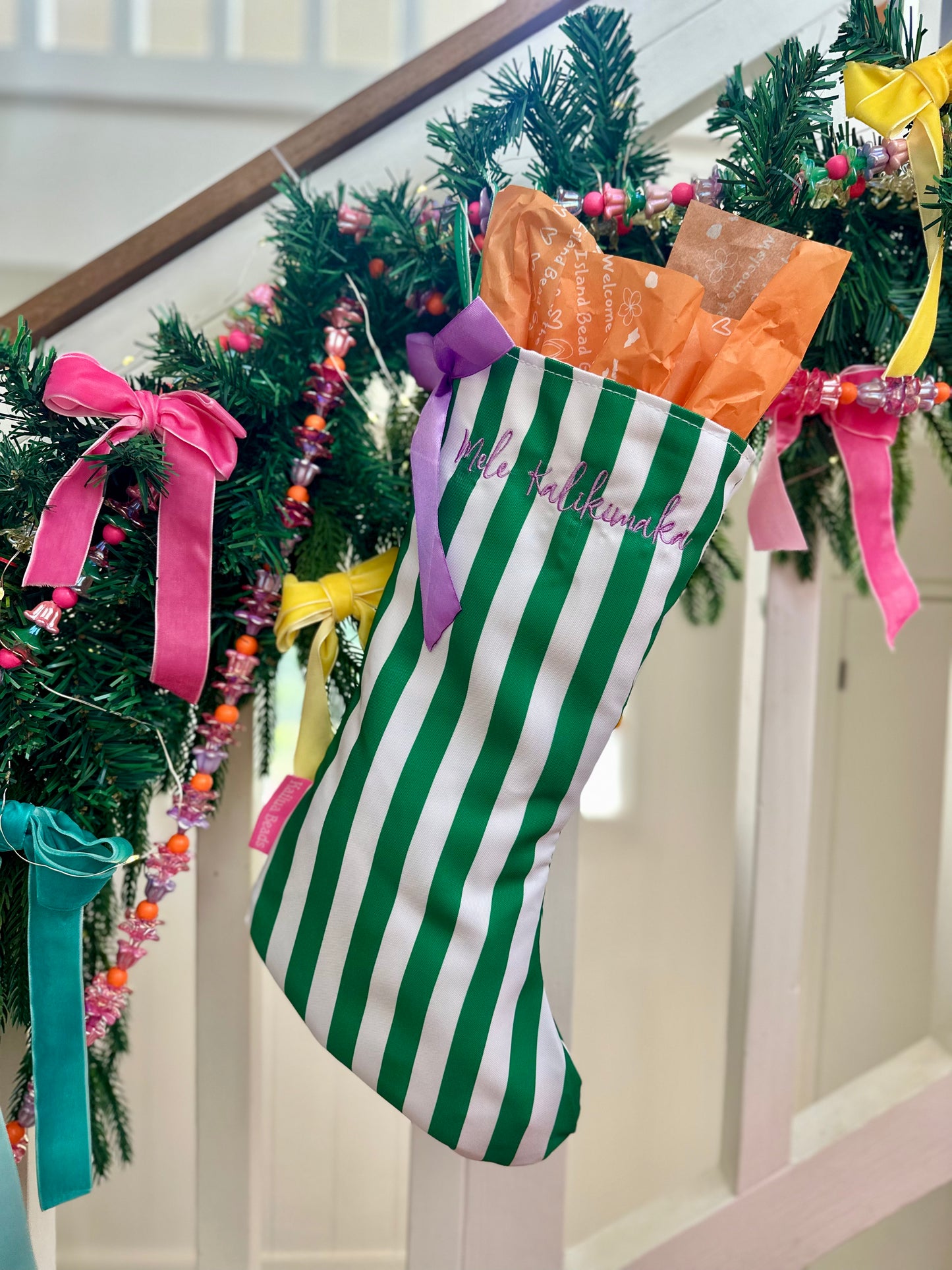 Mele Kalikimaka Bow Stocking